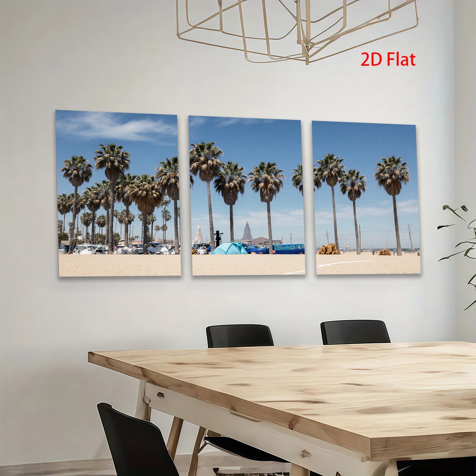 2D flat 1pc California beach palm trees vibrant coastal scenery living room bedroom decor farmhouse wall art modern minimalist style