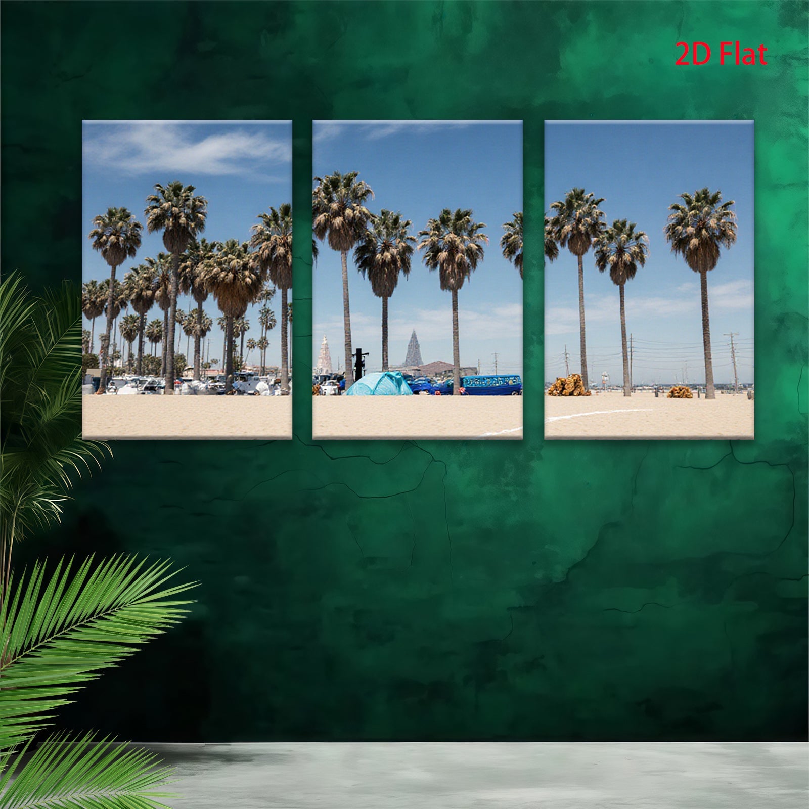 2D flat 1pc California beach palm trees vibrant coastal scenery living room bedroom decor farmhouse wall art modern minimalist style