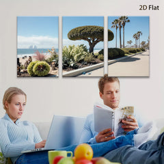 2D flat 1pc California coastal landscape vibrant beach palm trees modern farmhouse wall art living room bedroom decor trending now gallery wrapped canvas print