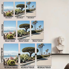 2D flat 1pc California coastal landscape vibrant beach palm trees modern farmhouse wall art living room bedroom decor trending now gallery wrapped canvas print