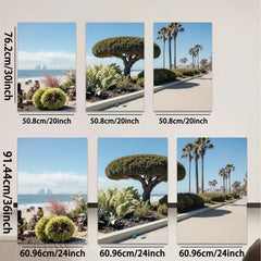 2D flat 1pc California coastal landscape vibrant beach palm trees modern farmhouse wall art living room bedroom decor trending now gallery wrapped canvas print