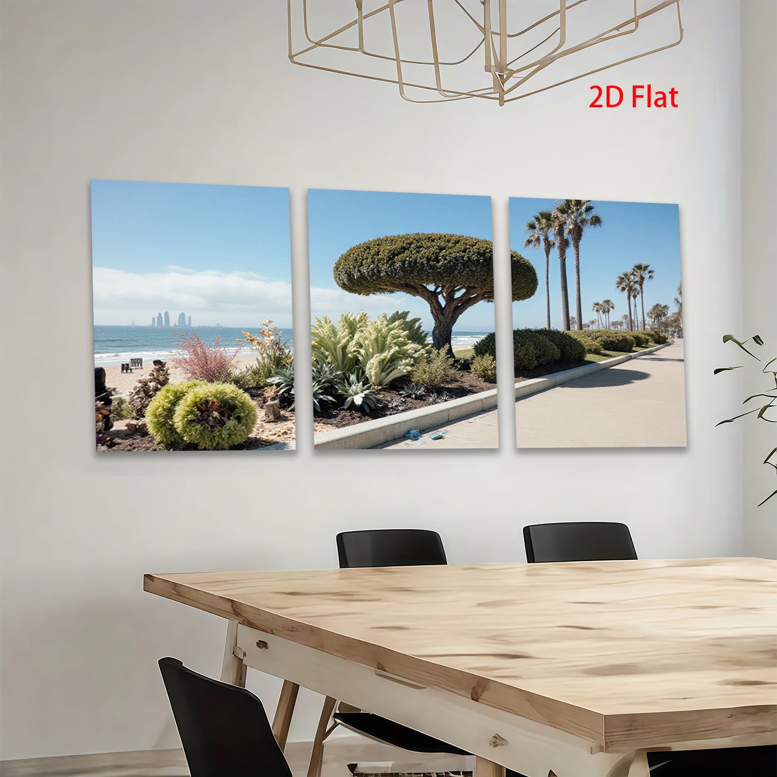 2D flat 1pc California coastal landscape vibrant beach palm trees modern farmhouse wall art living room bedroom decor trending now gallery wrapped canvas print