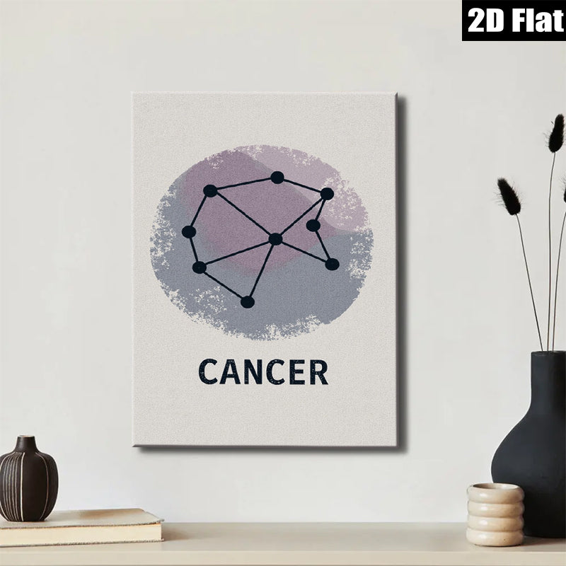 2D flat 1pc Cancer zodiac sign wall art minimalist constellation print bedroom living room decor farmhouse aesthetic gallery wrapped canvas modern inspirational statement piece