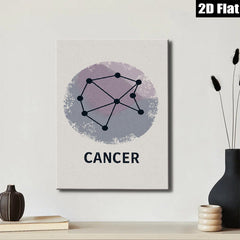 2D flat 1pc Cancer zodiac sign wall art minimalist constellation print bedroom living room decor farmhouse aesthetic gallery wrapped canvas modern inspirational statement piece