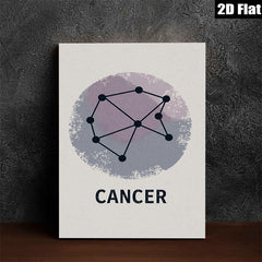 2D flat 1pc Cancer zodiac sign wall art minimalist constellation print bedroom living room decor farmhouse aesthetic gallery wrapped canvas modern inspirational statement piece