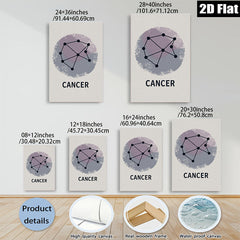 2D flat 1pc Cancer zodiac sign wall art minimalist constellation print bedroom living room decor farmhouse aesthetic gallery wrapped canvas modern inspirational statement piece