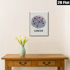 2D flat 1pc Cancer zodiac sign wall art minimalist constellation print bedroom living room decor farmhouse aesthetic gallery wrapped canvas modern inspirational statement piece