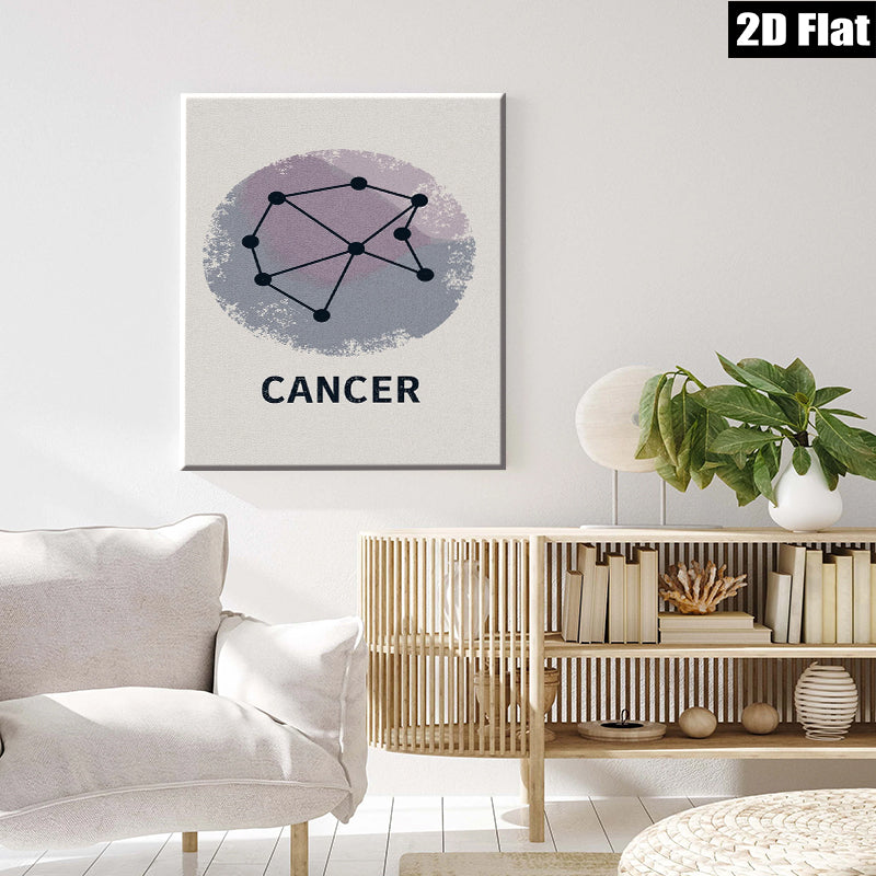 2D flat 1pc Cancer zodiac sign wall art minimalist constellation print bedroom living room decor farmhouse aesthetic gallery wrapped canvas modern inspirational statement piece