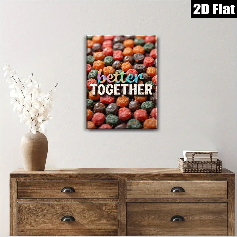 2D flat 1pc Candy Land Vibrant Sweet Treats Wall Art Kitchen Decor Dining Room Playroom Modern Farmhouse Gallery Wrapped Canvas Prints Cozy Home