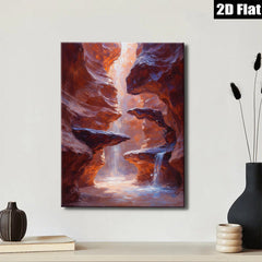 2D flat 1pc Canyon Majesty Waterfall Sunlight Desert Landscape Wall Art Living Room Bedroom Decor Home Office Gallery Wrapped Canvas Prints Modern Farmhouse Rustic Style