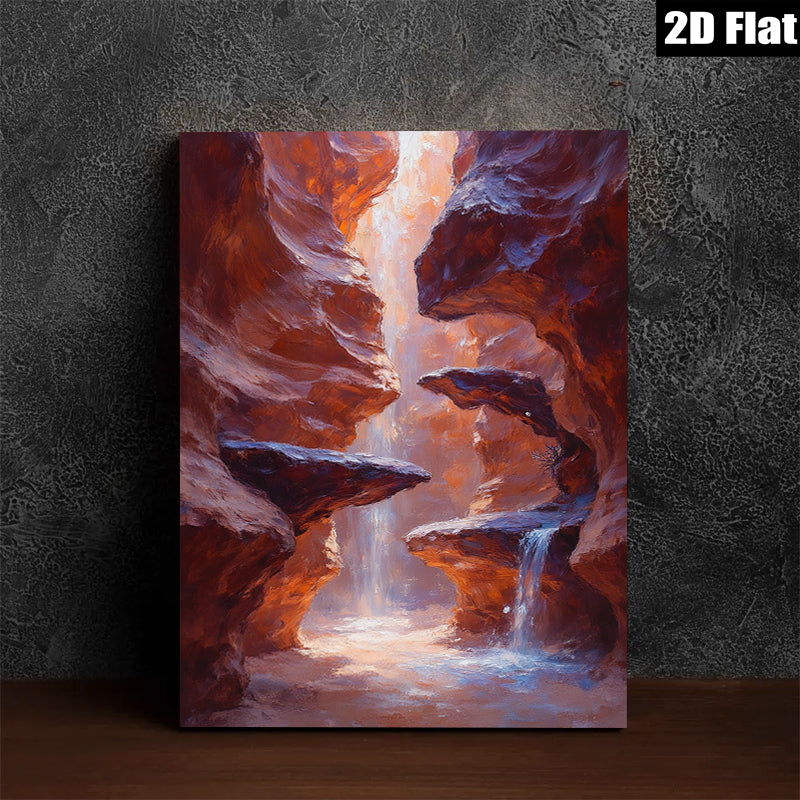 2D flat 1pc Canyon Majesty Waterfall Sunlight Desert Landscape Wall Art Living Room Bedroom Decor Home Office Gallery Wrapped Canvas Prints Modern Farmhouse Rustic Style