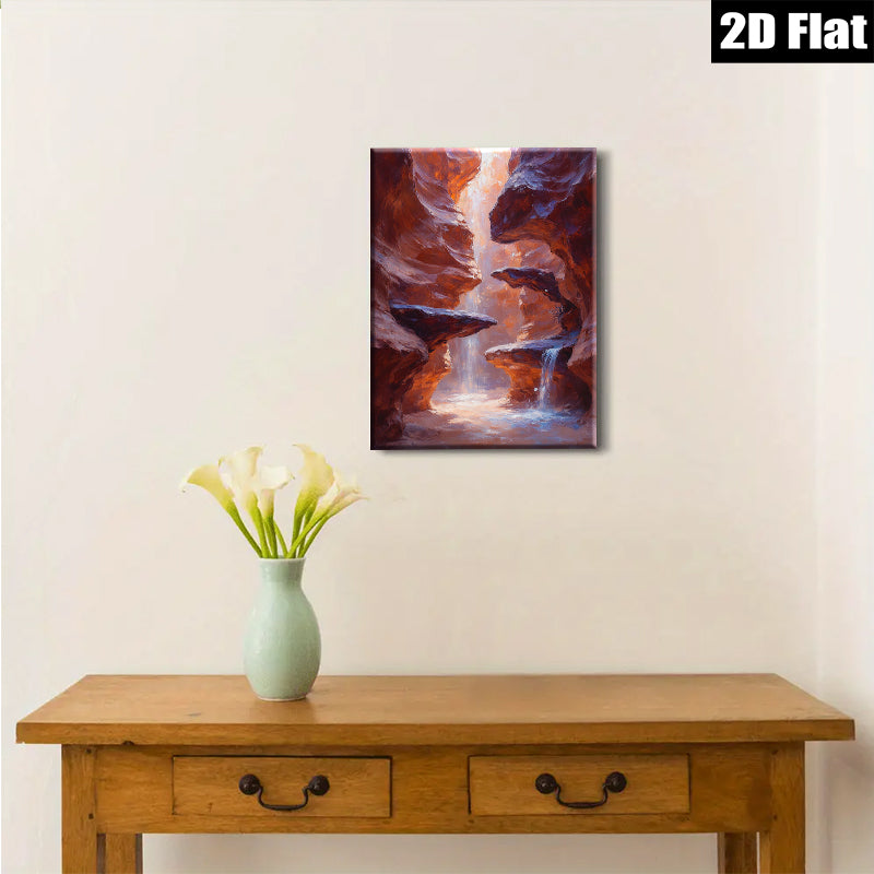 2D flat 1pc Canyon Majesty Waterfall Sunlight Desert Landscape Wall Art Living Room Bedroom Decor Home Office Gallery Wrapped Canvas Prints Modern Farmhouse Rustic Style