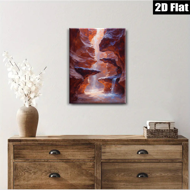 2D flat 1pc Canyon Majesty Waterfall Sunlight Desert Landscape Wall Art Living Room Bedroom Decor Home Office Gallery Wrapped Canvas Prints Modern Farmhouse Rustic Style