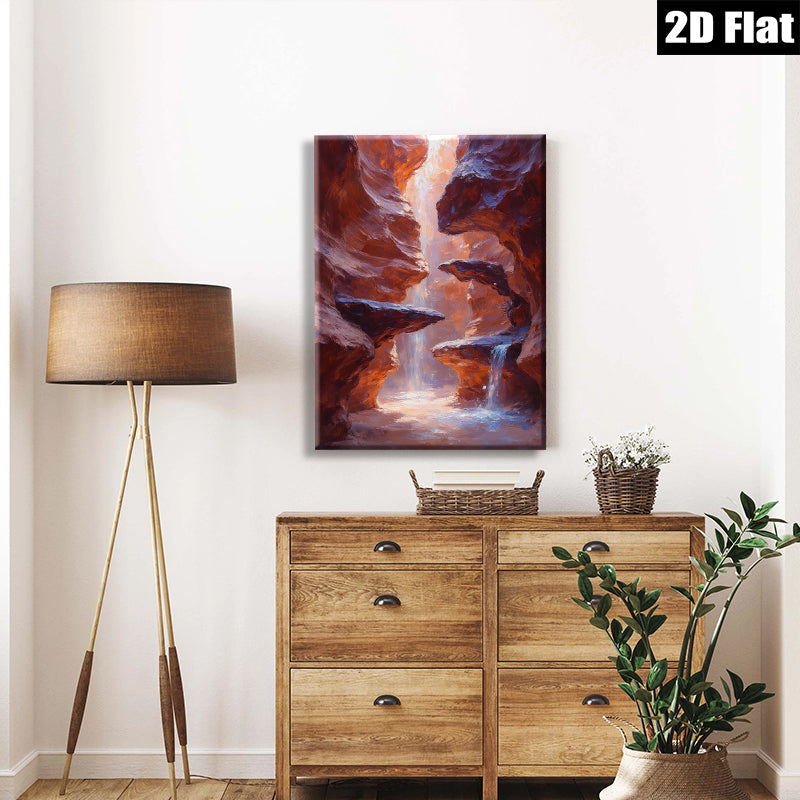 2D flat 1pc Canyon Majesty Waterfall Sunlight Desert Landscape Wall Art Living Room Bedroom Decor Home Office Gallery Wrapped Canvas Prints Modern Farmhouse Rustic Style