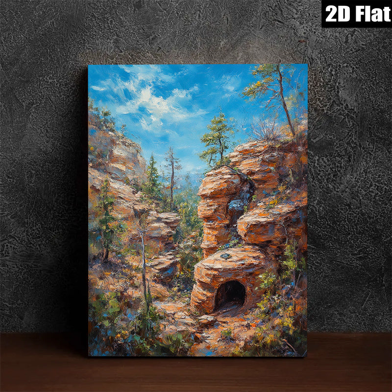 2D flat 1pc Canyon Passage Sunlight Streams Through Red Rock Formation Wall Art Living Room Bedroom Decor Modern Farmhouse Rustic Chic Gallery Wrapped Canvas Prints