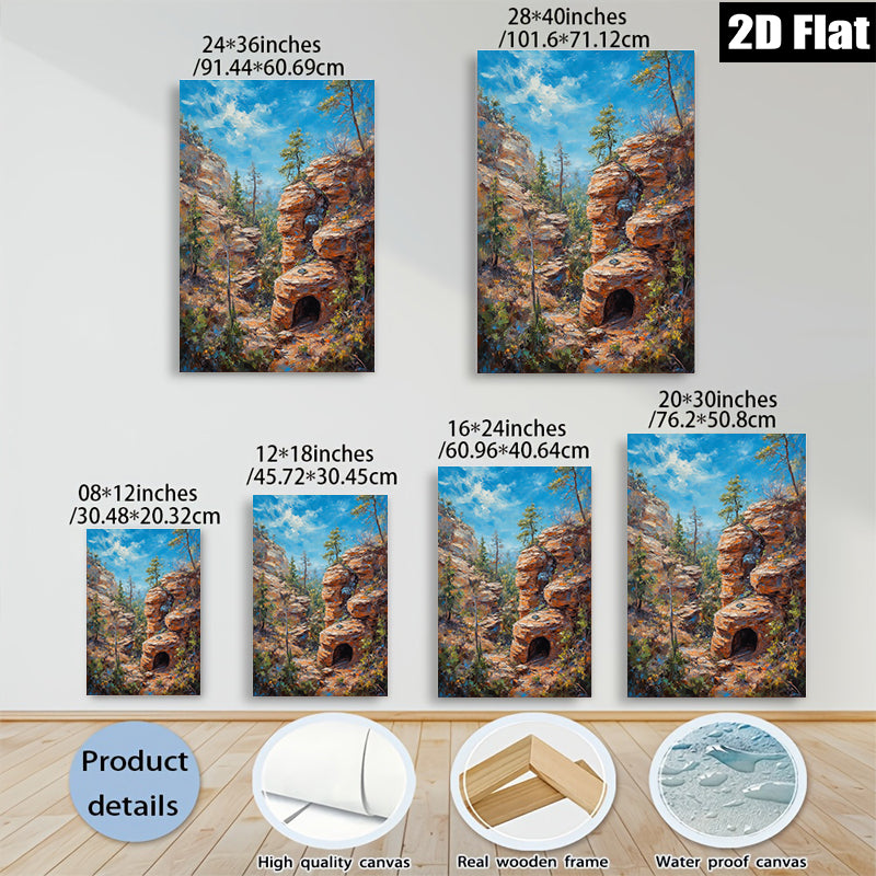 2D flat 1pc Canyon Passage Sunlight Streams Through Red Rock Formation Wall Art Living Room Bedroom Decor Modern Farmhouse Rustic Chic Gallery Wrapped Canvas Prints