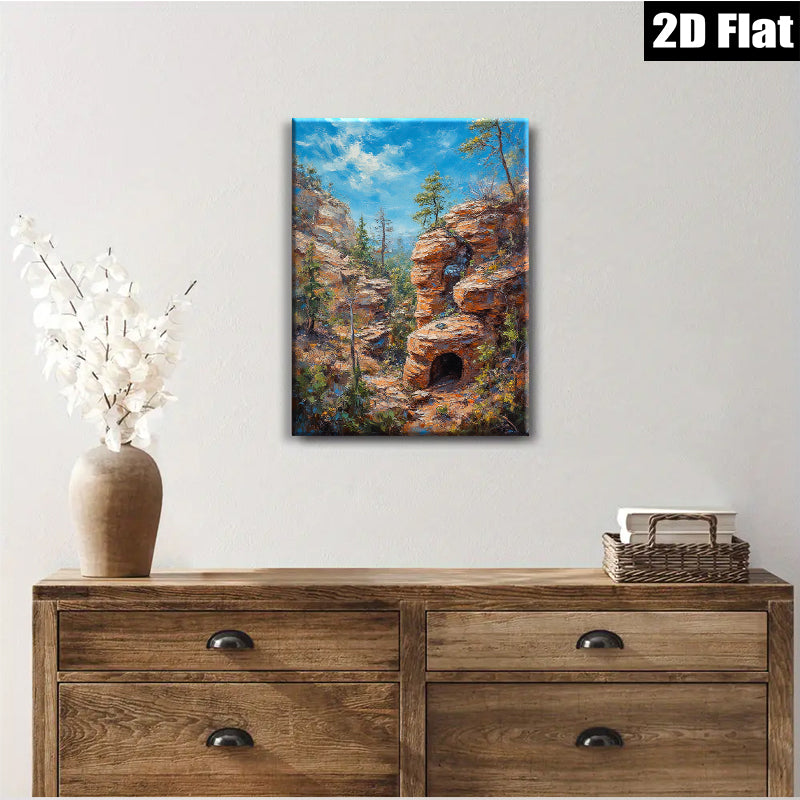 2D flat 1pc Canyon Passage Sunlight Streams Through Red Rock Formation Wall Art Living Room Bedroom Decor Modern Farmhouse Rustic Chic Gallery Wrapped Canvas Prints