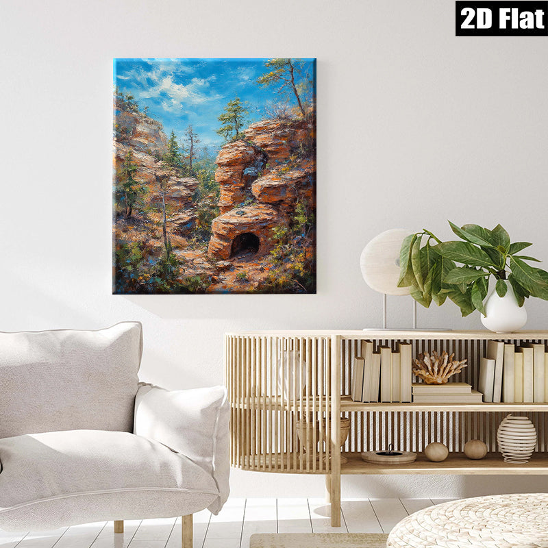 2D flat 1pc Canyon Passage Sunlight Streams Through Red Rock Formation Wall Art Living Room Bedroom Decor Modern Farmhouse Rustic Chic Gallery Wrapped Canvas Prints