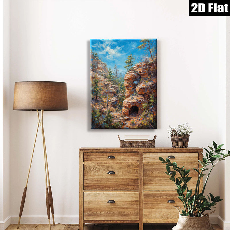 2D flat 1pc Canyon Passage Sunlight Streams Through Red Rock Formation Wall Art Living Room Bedroom Decor Modern Farmhouse Rustic Chic Gallery Wrapped Canvas Prints
