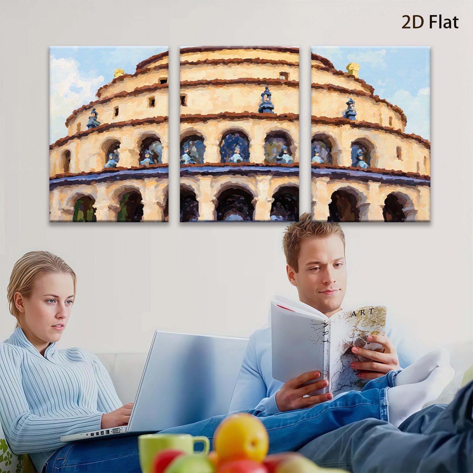 2D flat 1pc Capitol Building Washington DC Art Print Wall Decor Living Room Bedroom Office Modern Farmhouse Gallery Wrapped Canvas