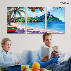 2D flat 1pc Caribbean beach tropical paradise coastal wall art canvas prints for living room bedroom home decor farmhouse style modern gallery wrapped