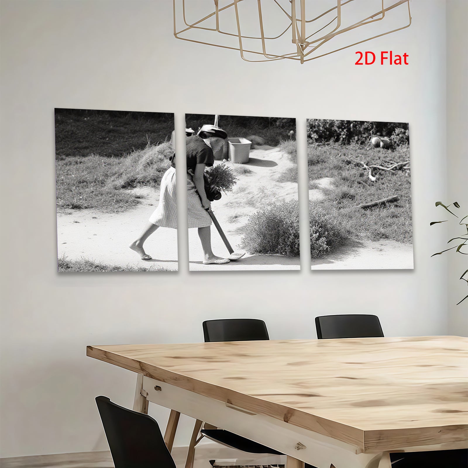2D flat 1pc Caribbean woman carries wood rural life canvas wall art for living room bedroom farmhouse decor botanical prints modern minimalist