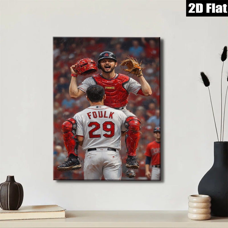 2D flat 1pc Celebrating Baseball Victory Dynamic Sports Wall Art Living Room Bedroom Decor Sports Fan Gift Modern Canvas Print Home Decoration