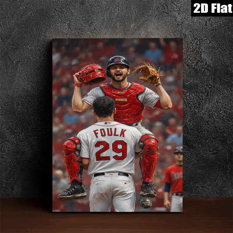 2D flat 1pc Celebrating Baseball Victory Dynamic Sports Wall Art Living Room Bedroom Decor Sports Fan Gift Modern Canvas Print Home Decoration