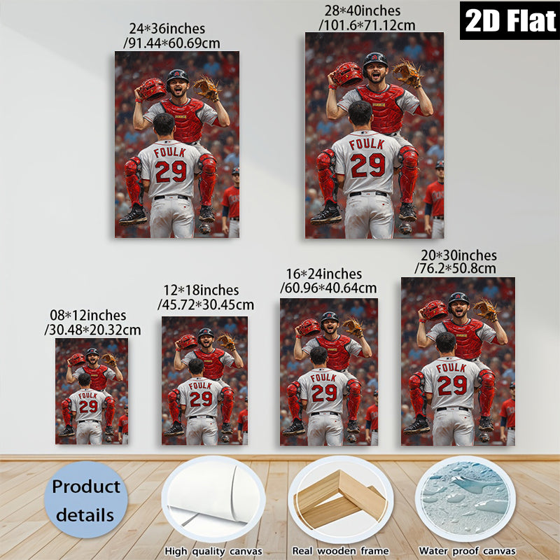 2D flat 1pc Celebrating Baseball Victory Dynamic Sports Wall Art Living Room Bedroom Decor Sports Fan Gift Modern Canvas Print Home Decoration