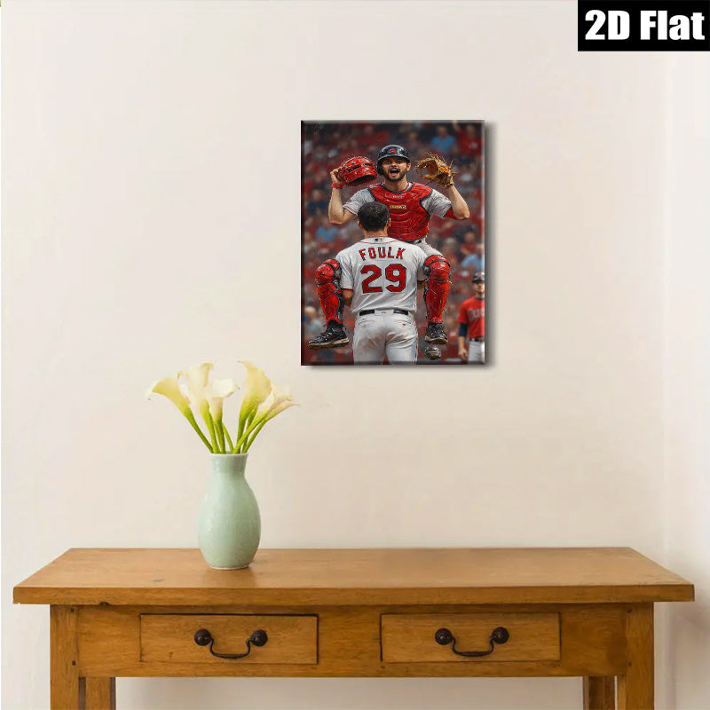 2D flat 1pc Celebrating Baseball Victory Dynamic Sports Wall Art Living Room Bedroom Decor Sports Fan Gift Modern Canvas Print Home Decoration