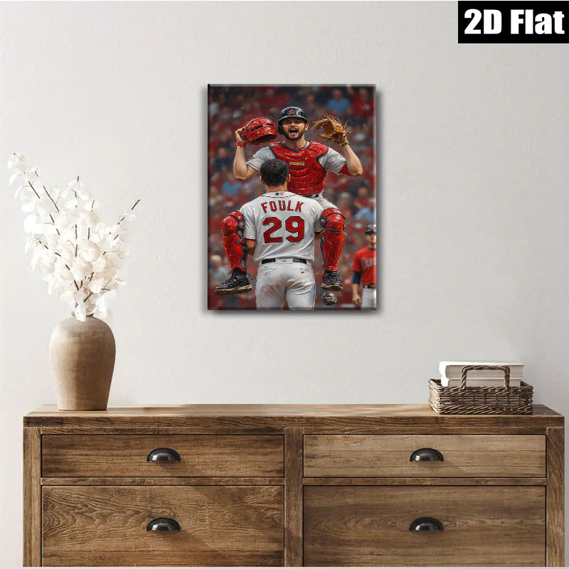 2D flat 1pc Celebrating Baseball Victory Dynamic Sports Wall Art Living Room Bedroom Decor Sports Fan Gift Modern Canvas Print Home Decoration