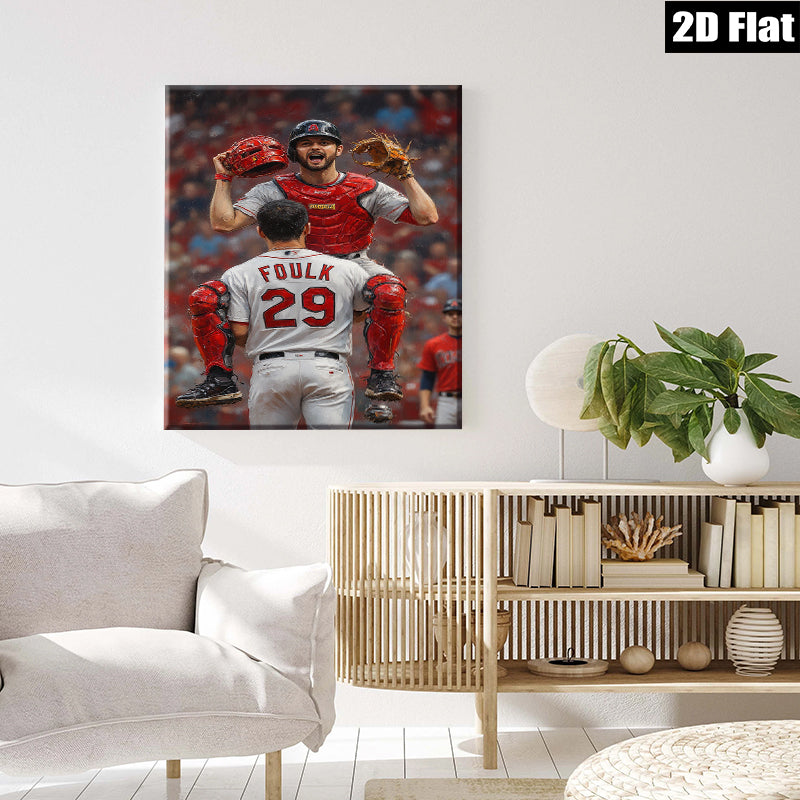 2D flat 1pc Celebrating Baseball Victory Dynamic Sports Wall Art Living Room Bedroom Decor Sports Fan Gift Modern Canvas Print Home Decoration