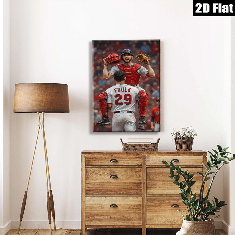 2D flat 1pc Celebrating Baseball Victory Dynamic Sports Wall Art Living Room Bedroom Decor Sports Fan Gift Modern Canvas Print Home Decoration