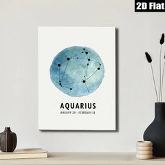 2D flat 1pc Celestial Aquarius Zodiac Wall Art Modern Minimalist Decor Living Room Bedroom Canvas Prints Gallery Wrapped Home Decoration Stylish Gifts Trending Now