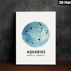 2D flat 1pc Celestial Aquarius Zodiac Wall Art Modern Minimalist Decor Living Room Bedroom Canvas Prints Gallery Wrapped Home Decoration Stylish Gifts Trending Now