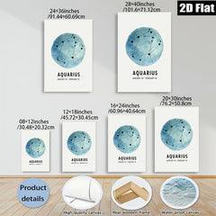 2D flat 1pc Celestial Aquarius Zodiac Wall Art Modern Minimalist Decor Living Room Bedroom Canvas Prints Gallery Wrapped Home Decoration Stylish Gifts Trending Now