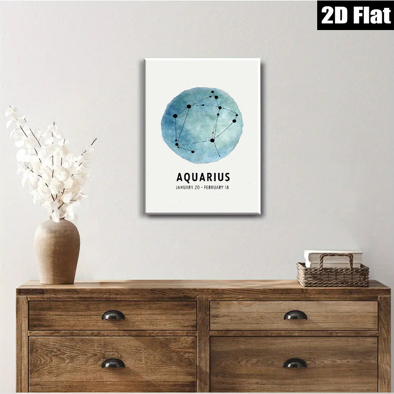 2D flat 1pc Celestial Aquarius Zodiac Wall Art Modern Minimalist Decor Living Room Bedroom Canvas Prints Gallery Wrapped Home Decoration Stylish Gifts Trending Now