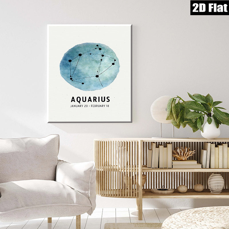 2D flat 1pc Celestial Aquarius Zodiac Wall Art Modern Minimalist Decor Living Room Bedroom Canvas Prints Gallery Wrapped Home Decoration Stylish Gifts Trending Now