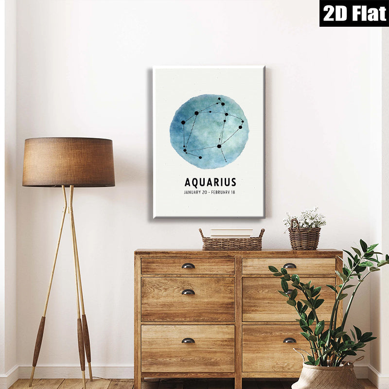 2D flat 1pc Celestial Aquarius Zodiac Wall Art Modern Minimalist Decor Living Room Bedroom Canvas Prints Gallery Wrapped Home Decoration Stylish Gifts Trending Now