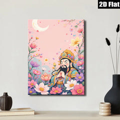 2D flat 1pc Celestial Blessing Floral Portrait Eastern Zen Wall Art Living Room Bedroom Decor Gallery Wrapped Canvas Prints Modern Farmhouse Style