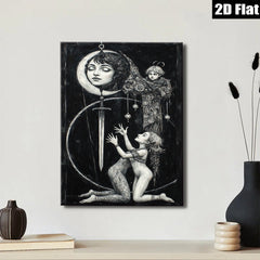 2D flat 1pc Celestial Dreamscape—Haunting portrait with kneeling figures—Gallery wall art bedroom living room modern farmhouse rustic glam