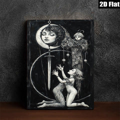 2D flat 1pc Celestial Dreamscape—Haunting portrait with kneeling figures—Gallery wall art bedroom living room modern farmhouse rustic glam