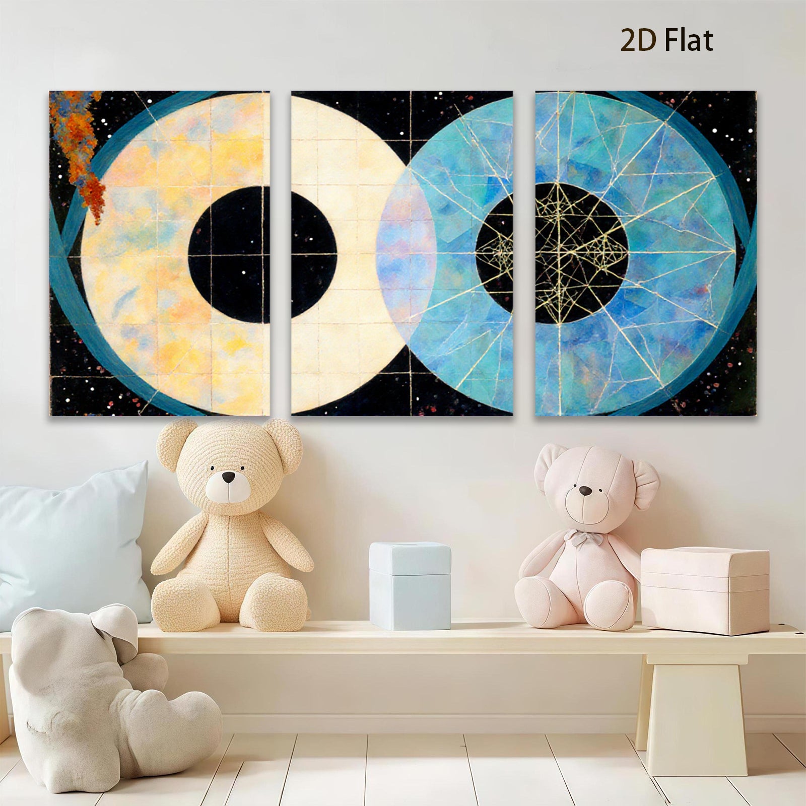 2D flat 1pc Celestial Duo Abstract Modern Wall Art Living Room Bedroom Decor Gallery Wrapped Canvas Prints Home Office Enhancement Trending Now Farmhouse Style