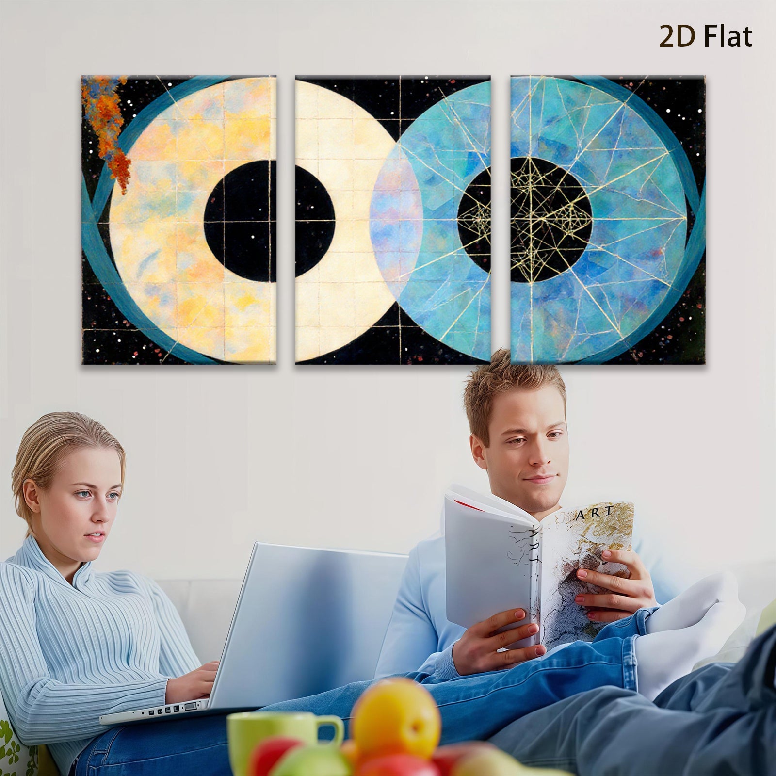2D flat 1pc Celestial Duo Abstract Modern Wall Art Living Room Bedroom Decor Gallery Wrapped Canvas Prints Home Office Enhancement Trending Now Farmhouse Style