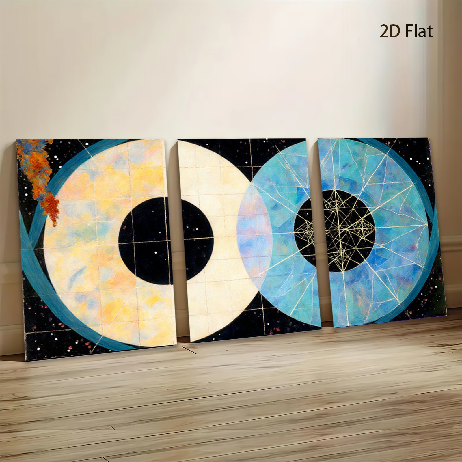 2D flat 1pc Celestial Duo Abstract Modern Wall Art Living Room Bedroom Decor Gallery Wrapped Canvas Prints Home Office Enhancement Trending Now Farmhouse Style