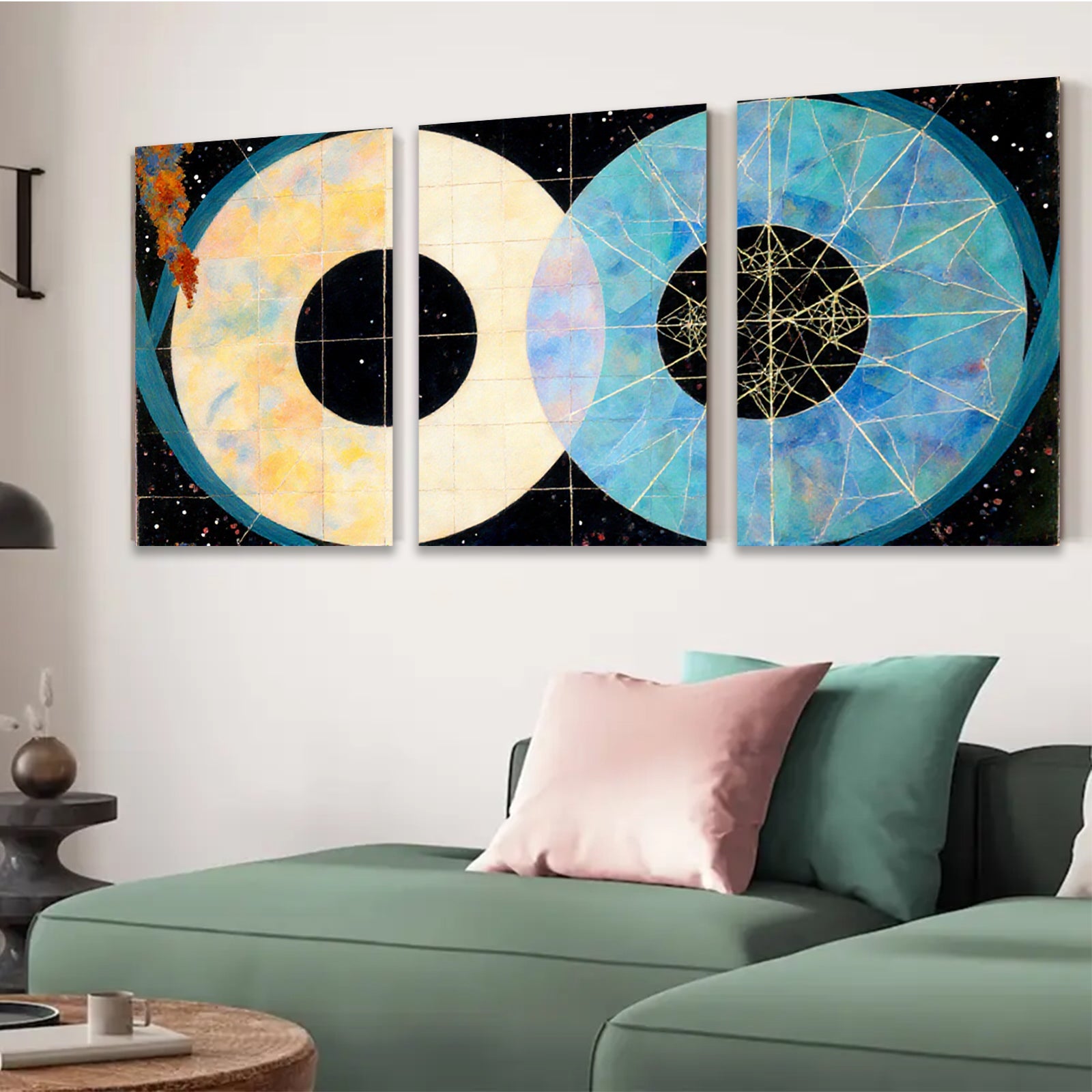 2D flat 1pc Celestial Duo Abstract Modern Wall Art Living Room Bedroom Decor Gallery Wrapped Canvas Prints Home Office Enhancement Trending Now Farmhouse Style