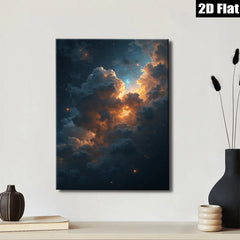 2D flat 1pc Celestial Dusk Fiery Clouds Bedroom Living Room Gallery Wall Art Modern Farmhouse Decor Canvas Prints Wrapped Ready To Hang