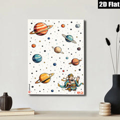 2D flat 1pc Celestial God Among Planets Modern Wall Art Living Room Bedroom Decor Gallery Wrapped Canvas Print Ready to Hang Farmhouse Style