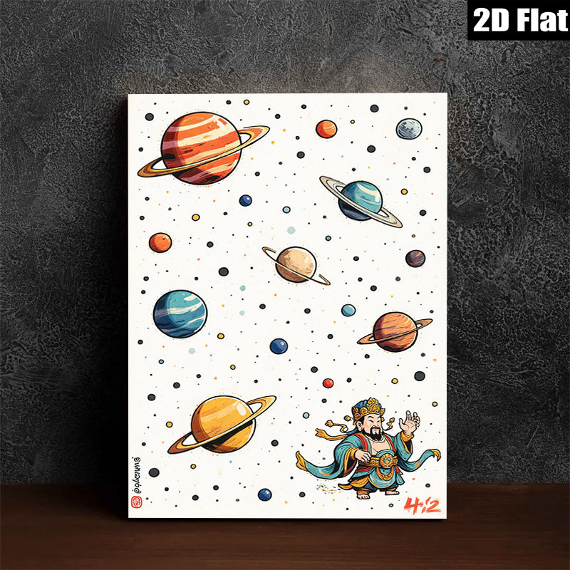 2D flat 1pc Celestial God Among Planets Modern Wall Art Living Room Bedroom Decor Gallery Wrapped Canvas Print Ready to Hang Farmhouse Style