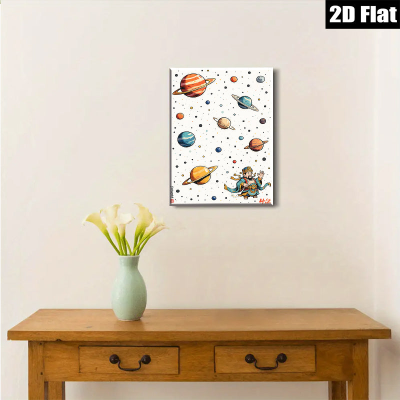 2D flat 1pc Celestial God Among Planets Modern Wall Art Living Room Bedroom Decor Gallery Wrapped Canvas Print Ready to Hang Farmhouse Style